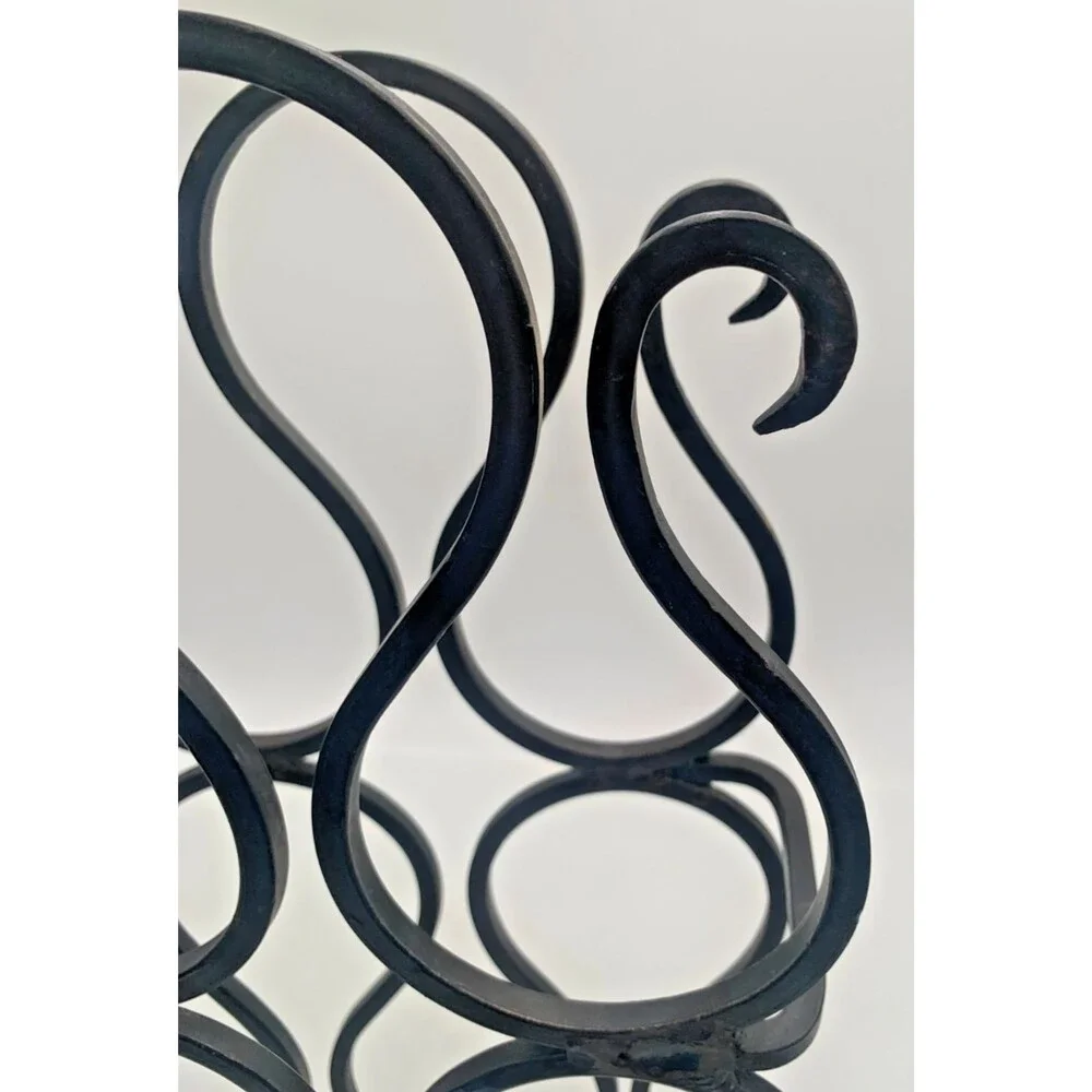 Vintage Elegant Heavy Duty Wrought Iron Scroll Wine Rack 10 Bottle Holder Black